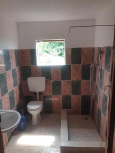 PrincipeCasa Mãe - Inn的一间带卫生间、水槽和窗户的浴室