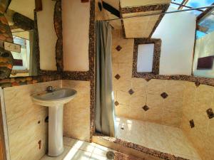 乌鲁班巴Logde Casa de campo & Retreat Center的一间带水槽和淋浴的浴室