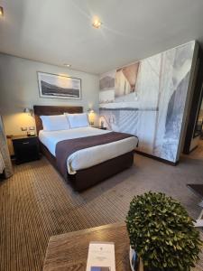 圣地亚哥西班牙优质酒店的一间酒店客房,配有一张大床