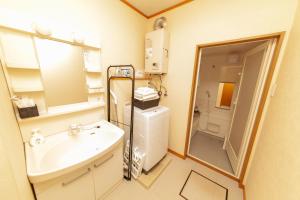 青森Restful Tsukuda的一间带水槽、卫生间和镜子的浴室