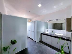 丹不拉Catch Up Dambulla的浴室设有2个水槽和镜子