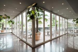 维罗纳圣马可健身泳池和Spa中心酒店的一间设有窗户的房间和盆栽植物