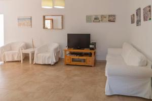 卡拉索纳Es Lliri Blanc的带沙发和电视的客厅