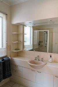 安吉西Anglesea Rivergums的一间带水槽和大镜子的浴室