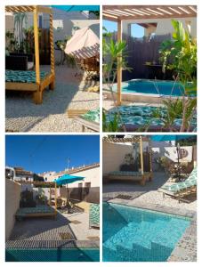 阿尔啼Casa Fleur Casco Antiguo Altea con Piscina privada y Jardin的一张四张照片的拼贴画,一张是游泳池和椅子