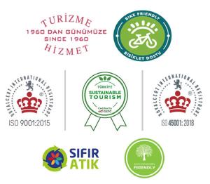 伊斯坦布尔伊斯坦布尔阿克根酒店的俱乐部或餐厅的一套标志和标签