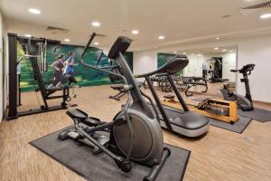 维也纳维也纳多皮奥奥地利时尚酒店的健身房设有数台跑步机和健身自行车