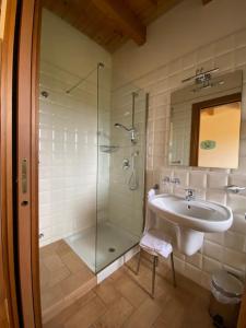 La Casetta di Alessia - Agriturismo con camere的一间带玻璃淋浴和水槽的浴室