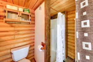 Trout CreekCozy Farm Cabin - 9 Mi to Trout Creek!的小木屋内的浴室设有卫生间