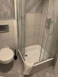 法尔肯哈根路易森霍夫酒店的带淋浴和卫生间的浴室
