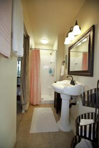 PapaikouIsland Goode's - Luxury Adult Only Accommodation near Hilo的一间带水槽、镜子和淋浴的浴室