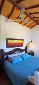 巴里查拉AQUI ESTOY BIEN的一间卧室设有蓝色的床和窗户。