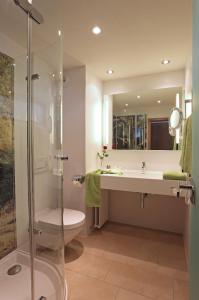 拉尔埃德尔餐厅-酒店的一间带水槽、卫生间和淋浴的浴室