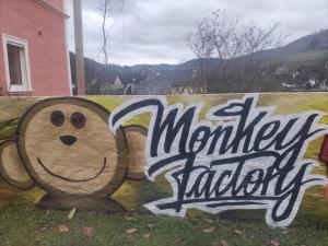 特拉本特拉巴赫Monkey Factory - Mini Home-Stay Hostel的墙上一幅泰迪熊的画