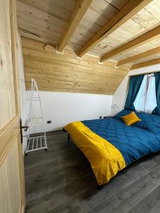 DensuşLa Poalele Vulcanilor的一间卧室配有一张带梯子的床