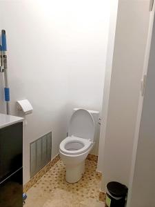 布隆Bron centre appartement meublé avec jacuzzi的一间带卫生间和盖的浴室