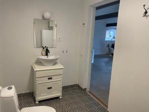 斯塔德Lilla Stenhuset的浴室配有白色水槽和卫生间。