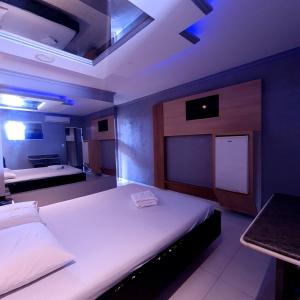 戈亚尼亚GRAN MOTEL GYN的一间带两张床的卧室和一台电视