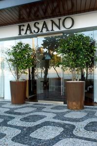 里约热内卢里约热内卢法萨诺酒店的商店前两棵大盆子树