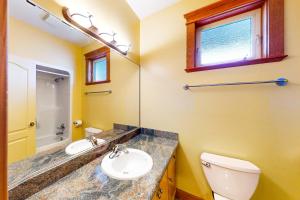大白山Tree Tops 12 - Suite的一间带水槽、卫生间和镜子的浴室