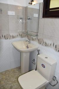 代尼耶耶Sinharaja Gingaga Homestay的白色的浴室设有水槽和卫生间。