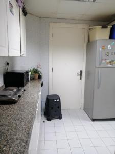 阿布扎比ETAS Residence的厨房配有冰箱和台面