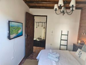 贝加德圣马特奥Casa Fuente Hervera的卧室配有一张床,墙上配有电视。
