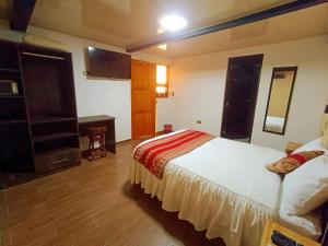 库斯科La Posada del Viajero的一间卧室配有一张床和一张书桌