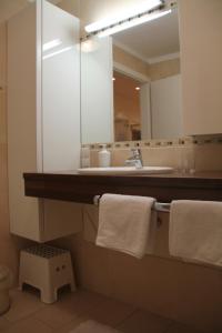 维也纳毕蔓仁塔尔公寓的浴室配有盥洗盆、镜子和毛巾