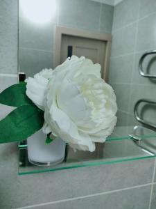 阿拉木图Квартира на Панфилова "Арбат" 1 комн的花瓶上的白花