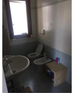 圣贝内代托-德尔特龙托delizioso appartamento的一间带水槽和卫生间的浴室以及窗户。