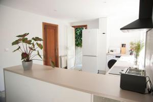维戈Casa amplia, confortable, céntrica by Prishomes的厨房配有白色的柜台和白色的冰箱。