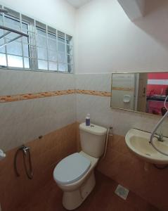 马六甲Juwita Homestay Bukit Katil - Free Unifi and 15 Minutes To Town的一间带卫生间和水槽的浴室