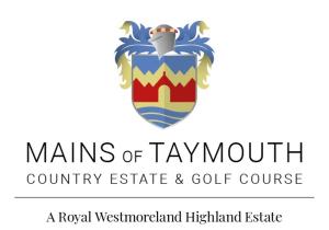 肯莫尔Mains of Taymouth Country Estate 4* Houses的泰洛尔蒙特县庄园和高尔夫球场的男人们的标志