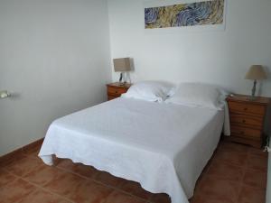 Puerto de la EstacaCasa Puerto de la Estaca的卧室配有白色的床和2个枕头