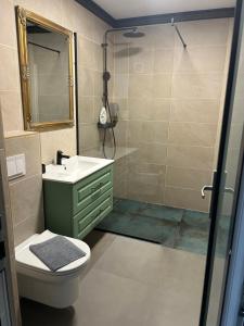 弗洛雷什蒂vivo residence ,AMETHYST的浴室配有卫生间、盥洗盆和淋浴。
