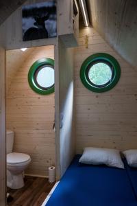 布尔沙伊德LeafMaxi - Camping du Nord的一间小房间,设有卫生间和2个窗户