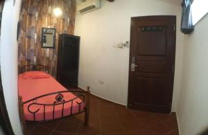 乔治市New Great Shanghai Female Hostel的小房间,设有床和门