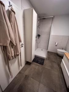 UnteropfingenBergoase Relax&Spa的带淋浴和卫生间的浴室