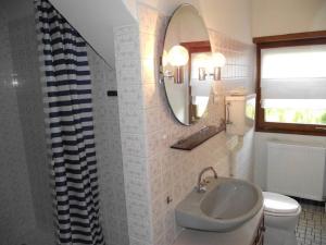 拉佩蒂特皮耶尔Villa Du Lion D'or的一间带水槽、镜子和卫生间的浴室