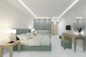 马斯蒂查里盖亚宫酒店的一间卧室设有一张床和一间客厅。