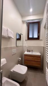 GavinanaB&B Aurora的一间带卫生间、水槽和窗户的浴室