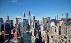 纽约纽约第一联合广场希尔顿千禧酒店的享有大城市的空中景色,拥有高大的建筑