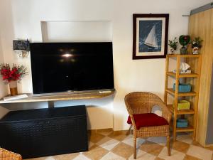 萨沃纳Darsena Apartments的客厅配有大屏幕平面电视