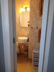 蒂米什瓦拉Crystal Room的一间带水槽和镜子的小浴室