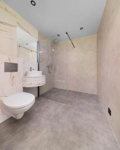 Moon Glamping Resort的浴室配有卫生间、盥洗盆和淋浴。