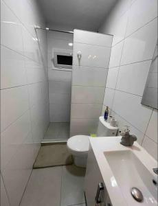 埃普拉特约布里加Cozy room next to el prat airport的白色的浴室设有卫生间和水槽。