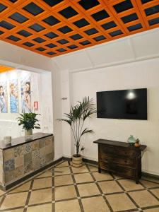 格拉纳达Arc House Granada的客厅设有壁挂式平面电视。