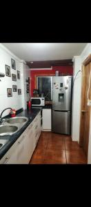 蓬塔阿雷纳斯casa sergio的厨房配有不锈钢冰箱和白色橱柜