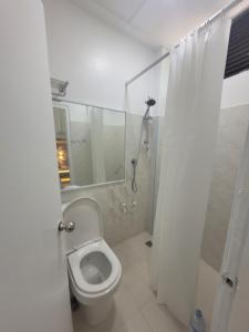 马累Ontrack Travel的白色的浴室设有卫生间和淋浴。